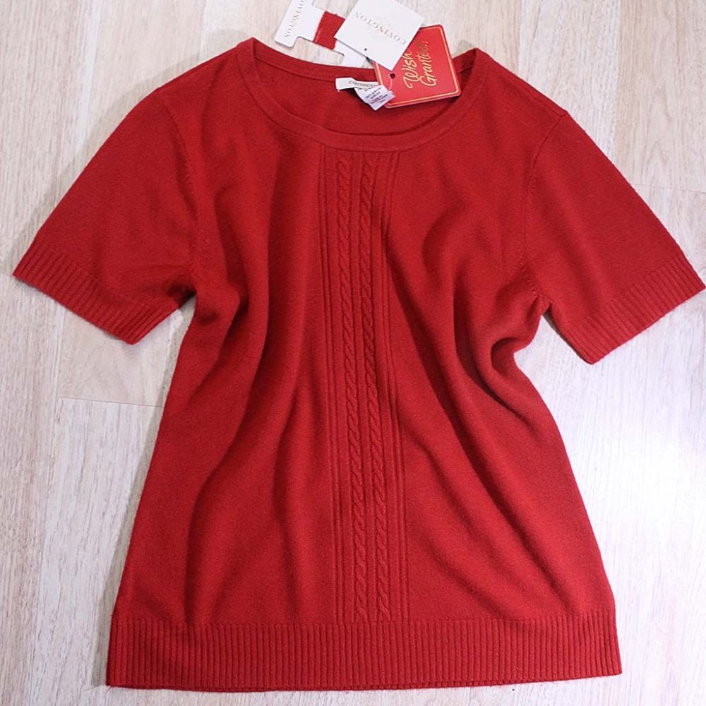 Covington NEW Super Soft Red Sweater Short Sleeves